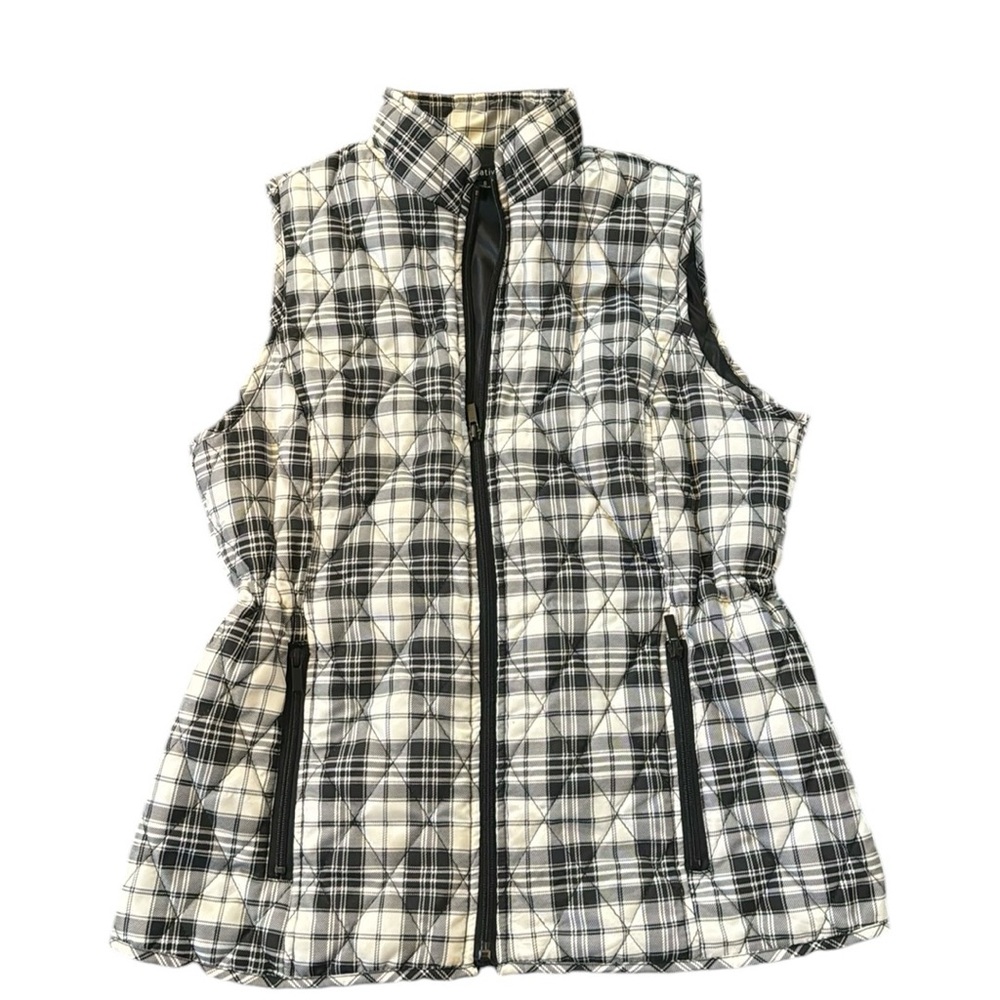 Relativity Vest Women’s Quilted Plaid Black & White Size Small Lined Has Pockets